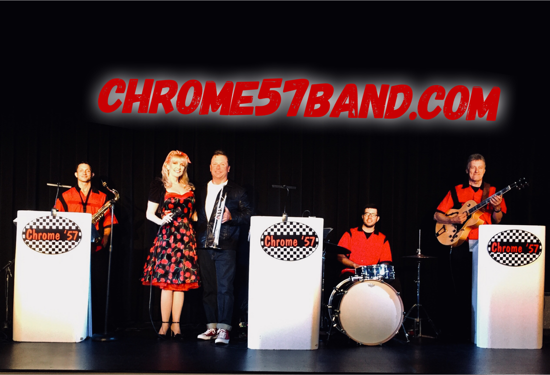 The Chrome 57 band is a 50s band and Oldies band performing in Marco Island, Florida and is pictured here at recent 50s gala.