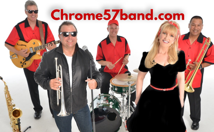 The Chrome 57 band is a 50s band and Oldies band performing in Clearwater, Florida and is pictured here at recent 50s gala.