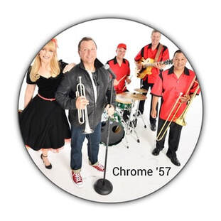 The Chrome 57 Band, an Oldies Band and 50s Band located in Clearwater, FL performing at Recent Grease theme party.
