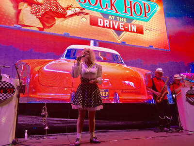 The Chrome 57 Band, an Oldies Band and 50s Band located in Fort Lauderdale, FL performing at Recent Grease theme party.